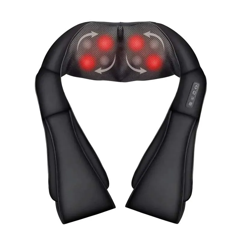 Shiatsu nack- och axelmassage, värmeterapi, svart