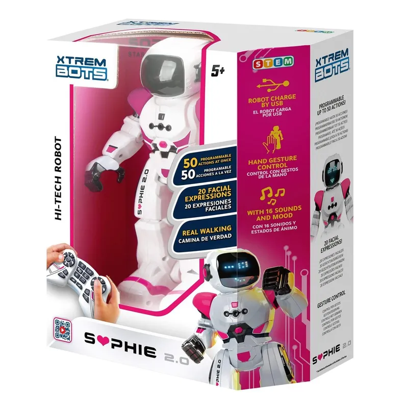 Interaktiv robot Sophie 2.0 med röststyrning och sensorer