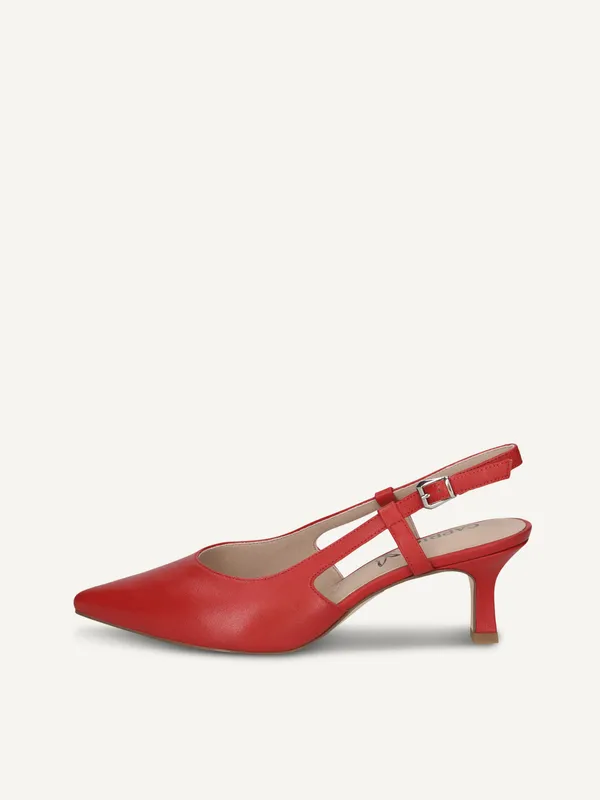 CAPRICE sling pumps, red, made of Leather with Queenie, Size 41