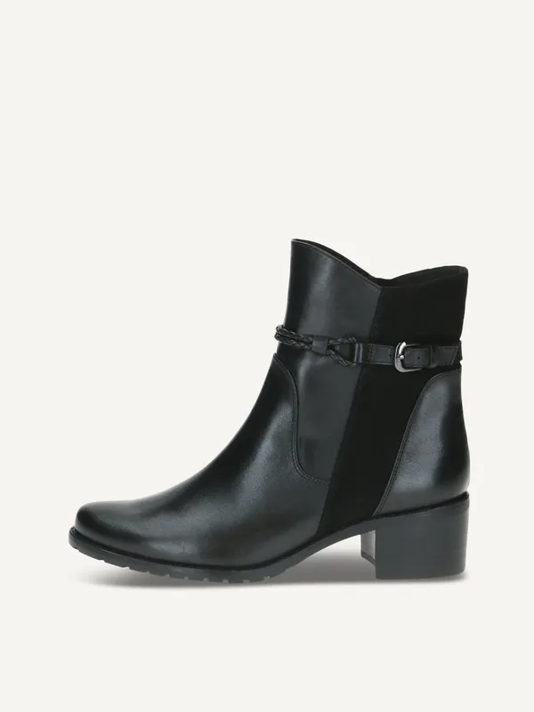 CAPRICE Bootie, black, made of Leather and synthetic with Block heel, Size 38