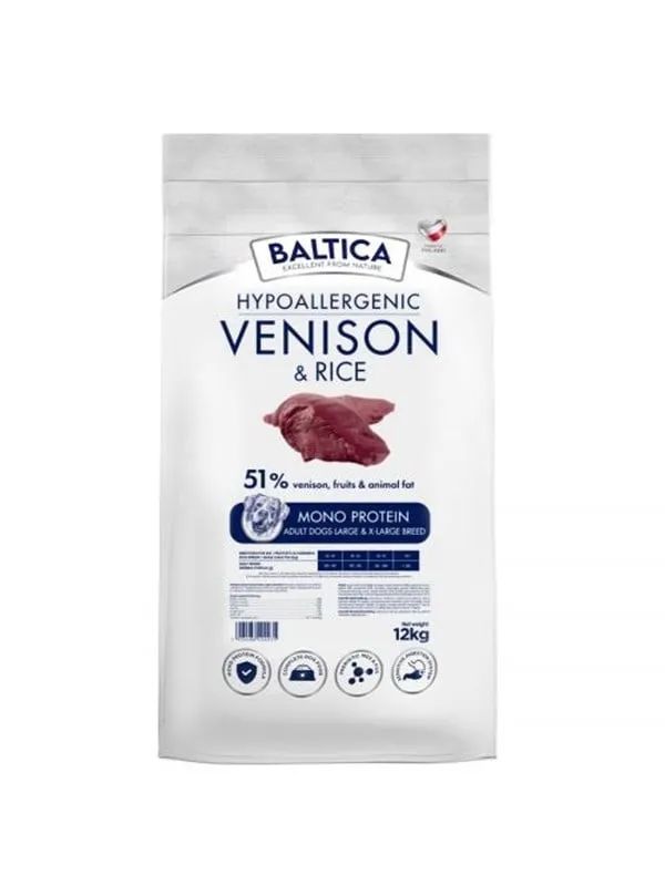 BALTICA Nutraceutic Hypoallergenic Stora och X-Large raser Hjort med ris - torr hundmat - 12kg