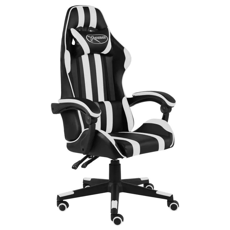 vidaXL Gamingstol svart och vit konstläder #3679