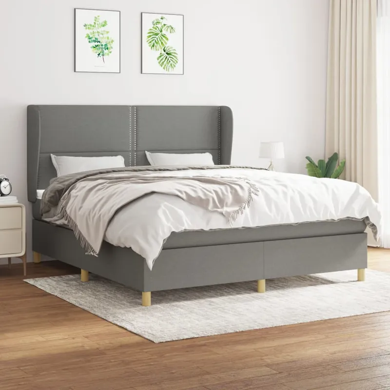 vidaXL Ramsäng med madrass mörkgrå 180×200 cm tyg (#3386)