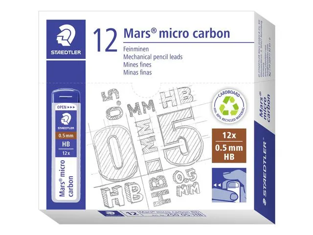 Stift till stiftpenna Mars Micro 0,5mm HB 12-pack Staedtler