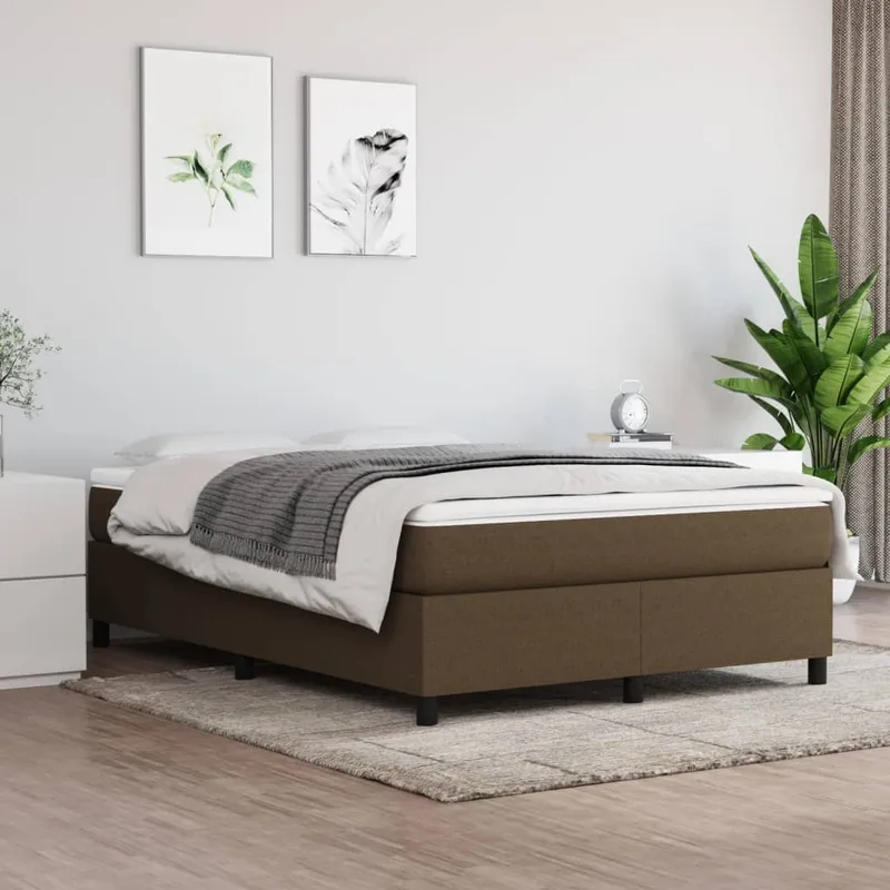 vidaXL Ramsäng med madrass mörkbrun 140×190 cm tyg (#9176)