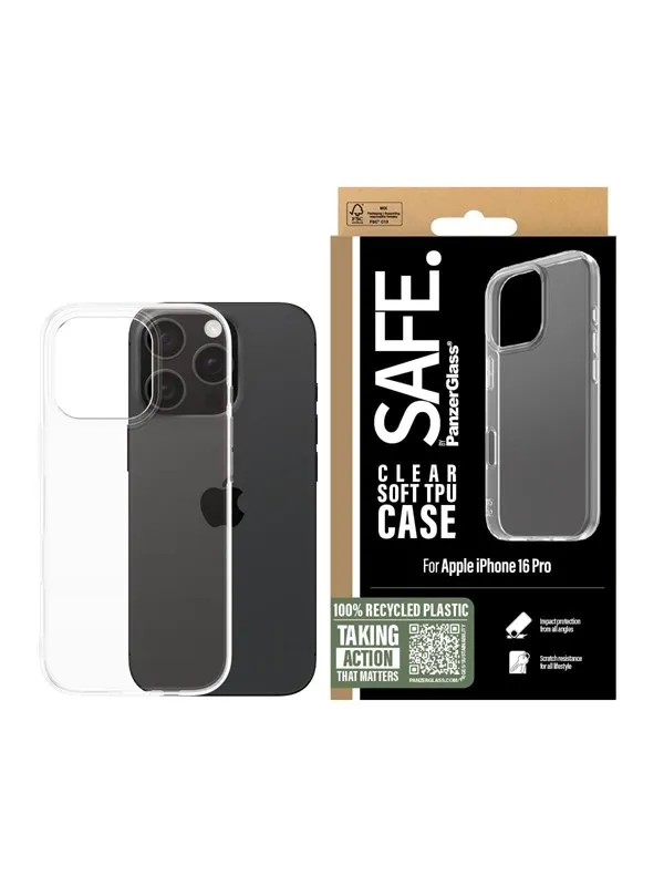 SAFE by PanzerGlass TPU Case iPhone 16 Pro | Transparent