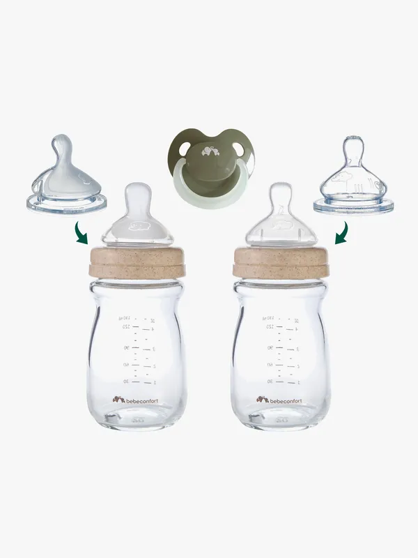 Bebeconfort Physio Air Nappflaskor Glas Set, Sand