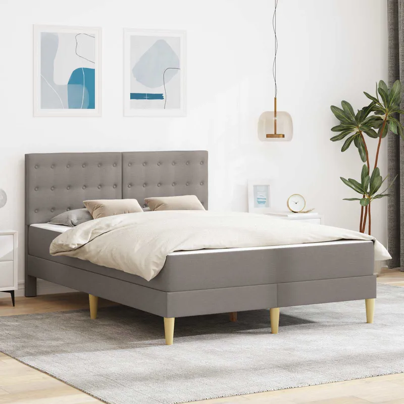 vidaXL Sängram med madrass Taupe 120 x 190 cm Tyg