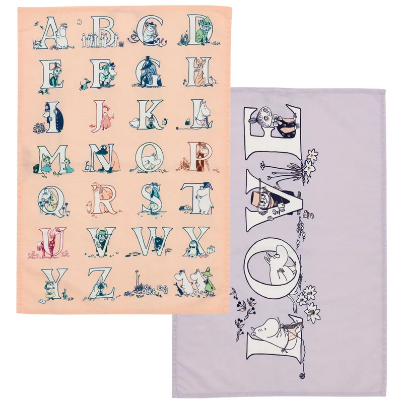 Moomin arabia Mumin Alfabet kökshandduk 2-pack 50 × 70 cm, flerfärgad