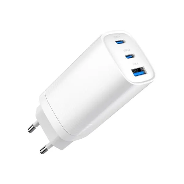 Gembird Universal GaN USB charger QC 3.0 & PD 65W 2-port - White