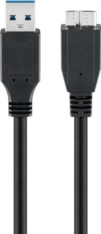 USB-A till Micro-B-kabel, 0,5 m, svart