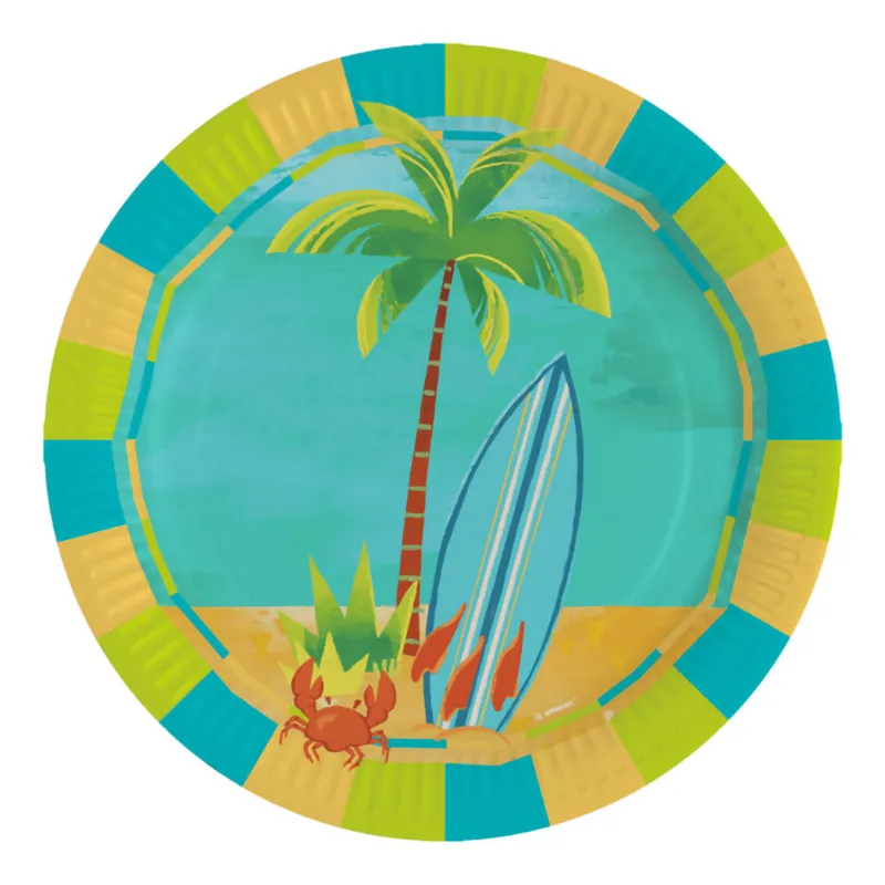 Papperstallrikar Surf Party – 8-pack