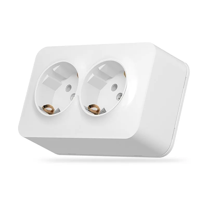 Schuko-uttag – ytmontage, dubbel, IP20, vit