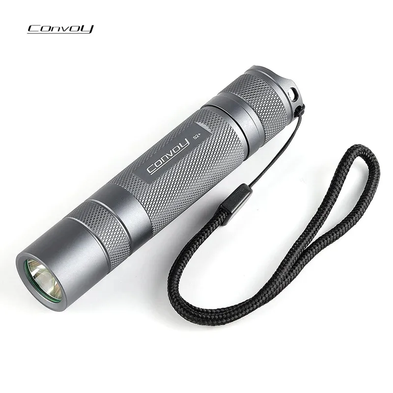 Convoy S2+ ficklampa, 18650 LED-ficklampa Handhållen ficklampa med temperaturskydd (SST40 6500K 4 Modes grå