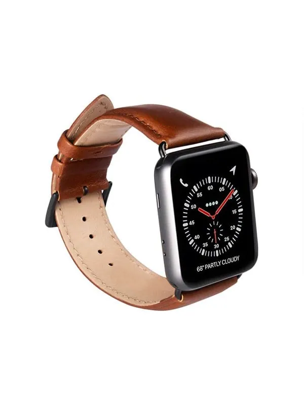 BUFFALO äkta läder Apple Watch 4/5/6/7/8/SE (42/44/45mm) Armband - Brun
