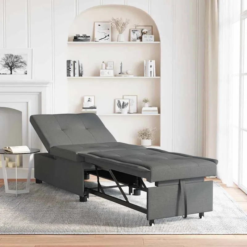 vidaXL Pull Out Sofa Bed Mörkgrå 194 x 50 x 82 cm tyg