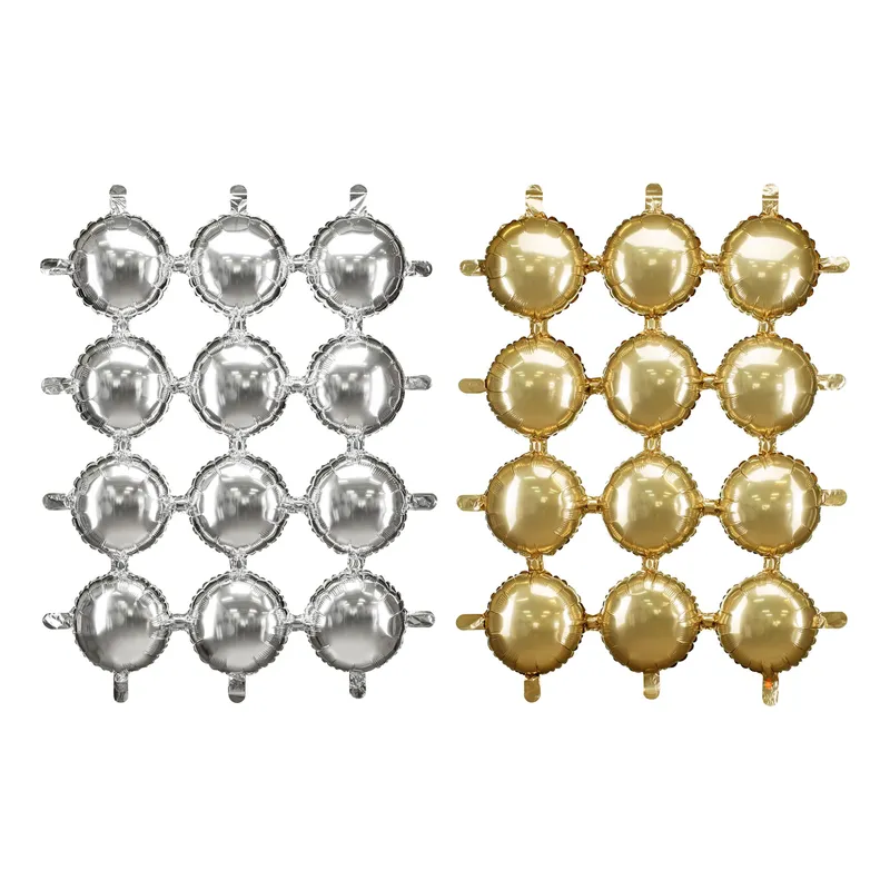 Folieballong Backdrop Rund Guld/Silver