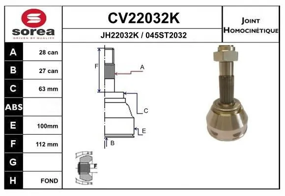 Ledsats, drivaxel EAI CV22032K