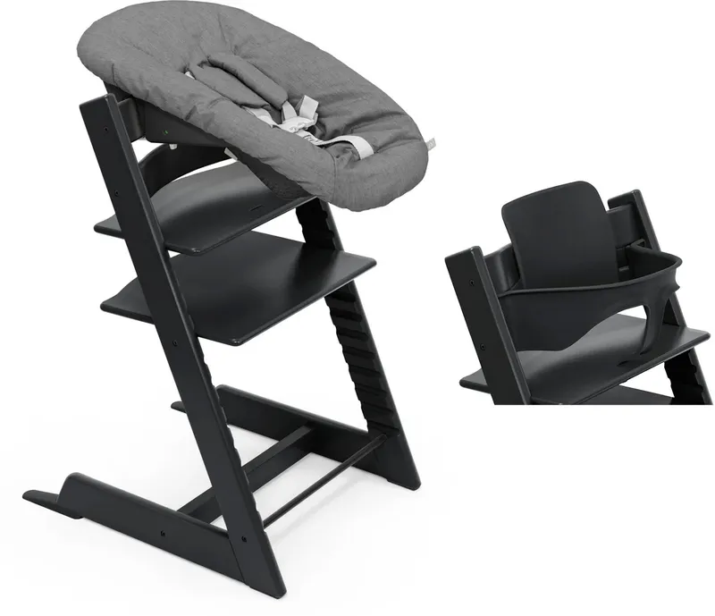 Stokke Tripp Trapp Matstol Bundle inkl. Newborn Set, Black/Anthracite