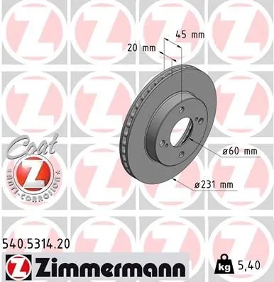 Bromsskiva ZIMMERMANN 540.5314.20