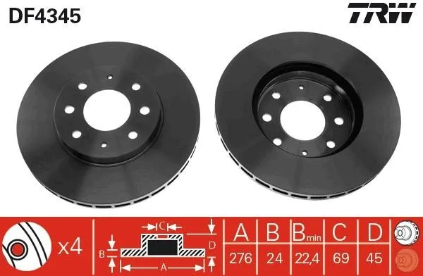Bromsskiva TRW DF4345