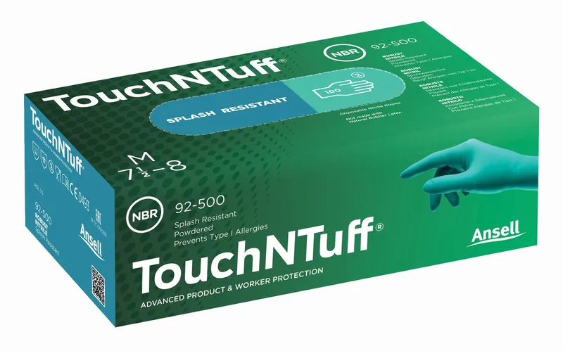 Ansell 92-500 Engångshandske Grön nitril, Pudrad 6,5-7, 100-pack