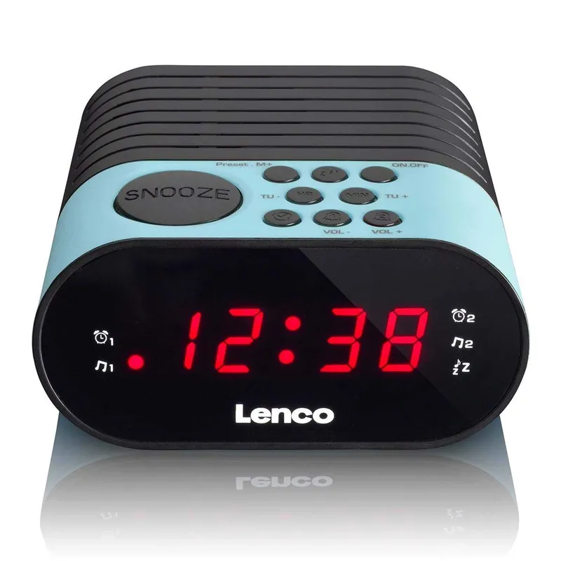 FM-klockradio med dubbelt alarm - Blå, batteribackup