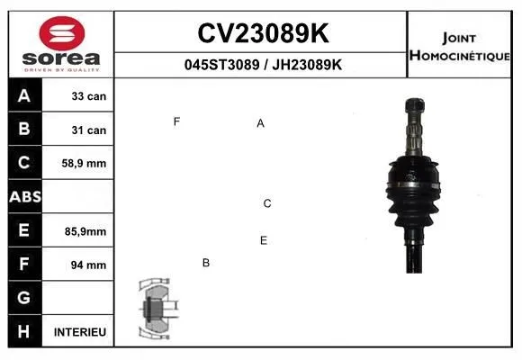 EAI CV23089K Ledsats, drivaxel