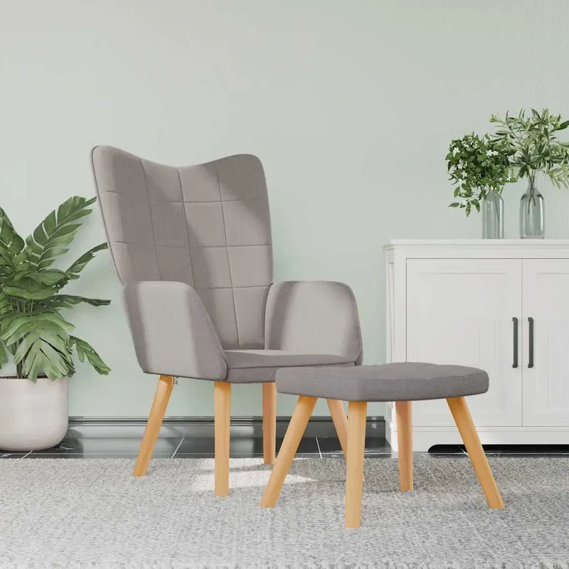 vidaXL Vilstol med fotpall taupe tyg (#3103)
