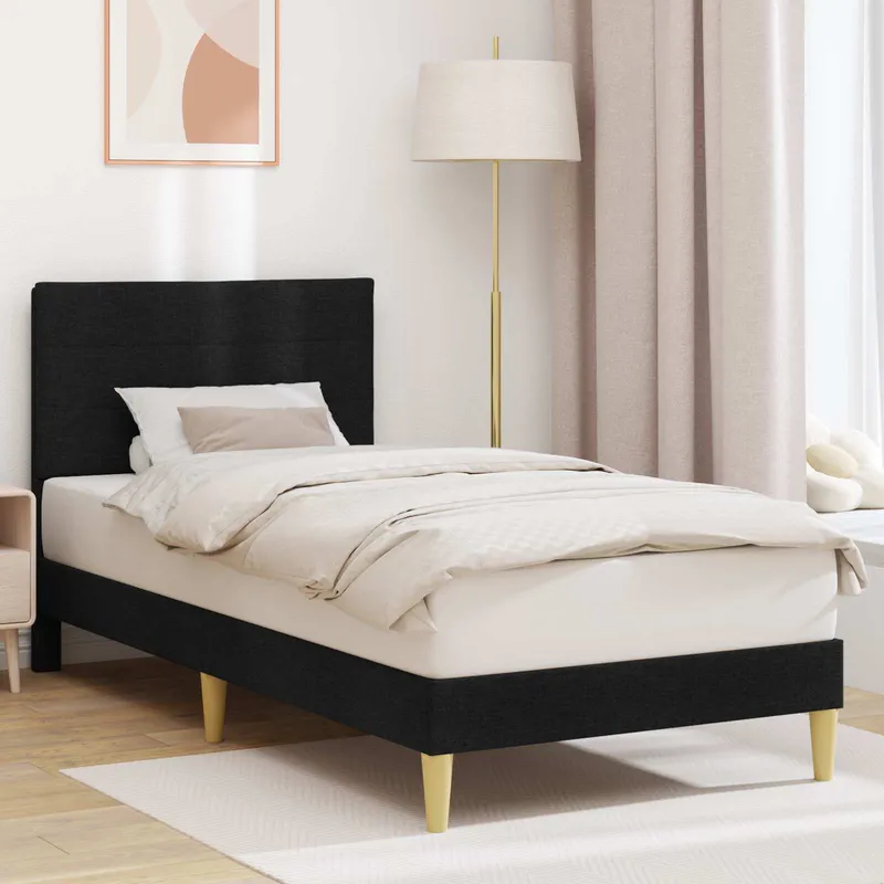 vidaXL Sängram med huvudgavel Svart 90 x 190 cm Tyg