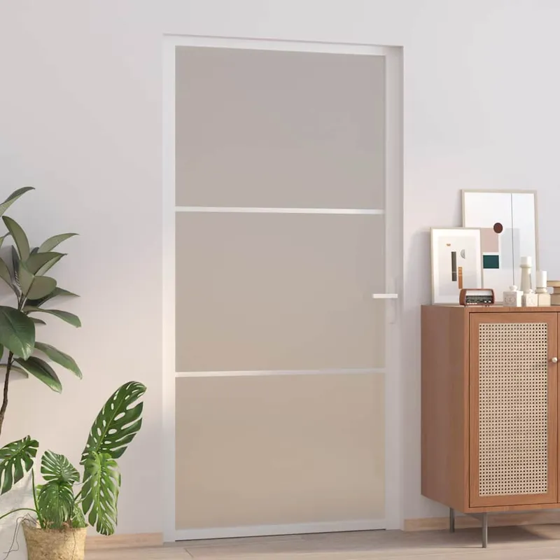 vidaXL Innerdörr 102,5×201,5 cm vit matt glas och aluminium