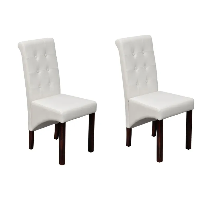 vidaXL Matstolar 2 st vit konstläder (#6248)