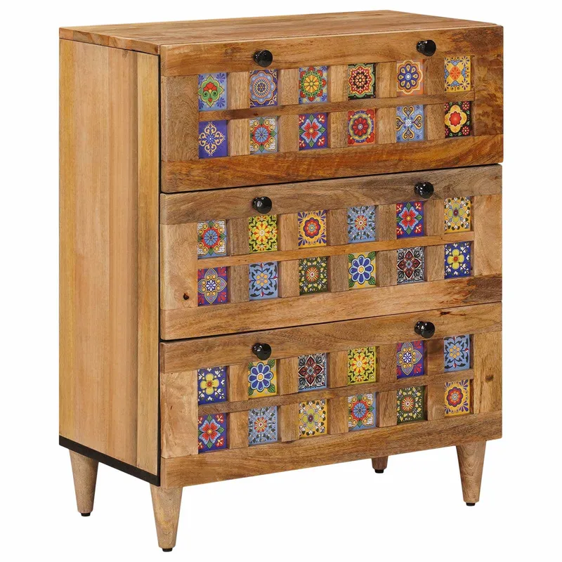 vidaXL Sideboard 60 x 33 x 75 cm Massivt mangoträ Naturfärg