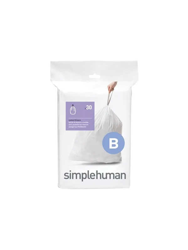 Simplehuman Kod B skräddarsydda soppåsar, förpackning med 30, vit