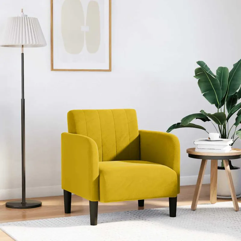 vidaXL Soffstol med armstöd gul 54 cm sammet