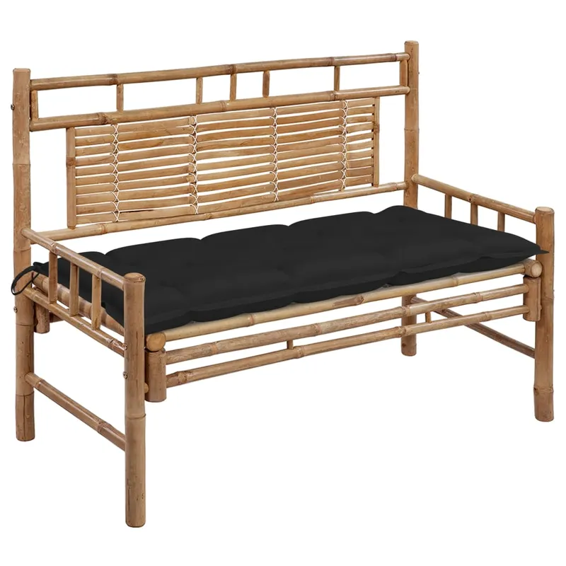 vidaXL Trädgårdsbänk med dyna 120 cm bambu (#8222)