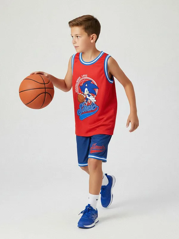 Sonic Linne & Shorts Sport Set, Blå/Röd, 128-134