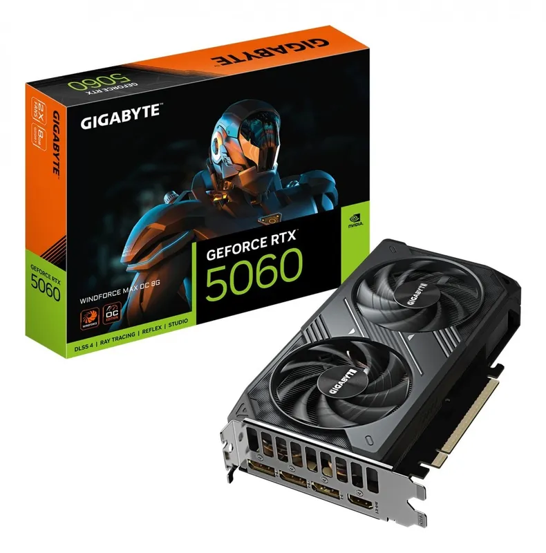 GIGABYTE GeForce RTX 5060 WindForce 2 MAX OC – 8GB GDDR7 RAM – Grafikkort