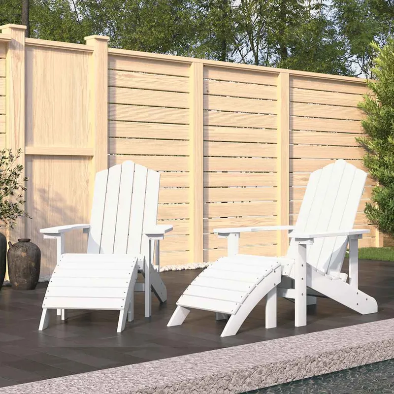 Vidaxl Trädgårdsstolar Adirondack Med Fotstöd, 2 st, HDPE, Vita