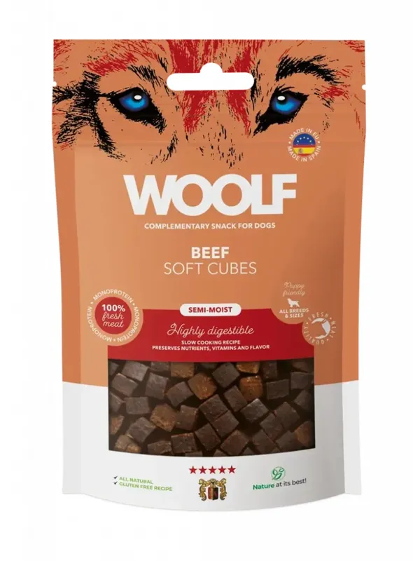 Hundgodis Woolf Soft Cubes Beef 100 g