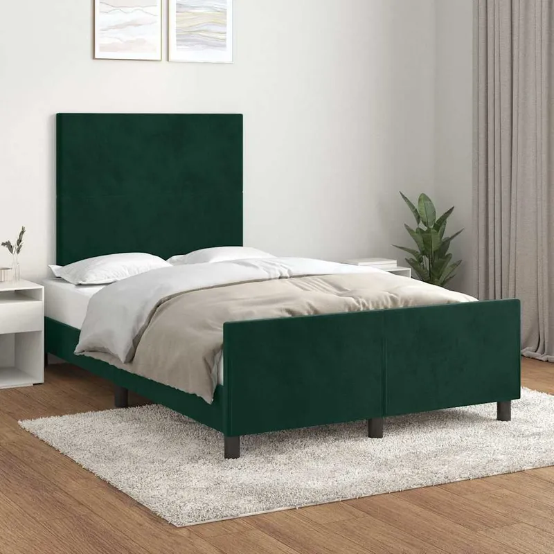 vidaXL Sängram utan madrass mörkgrön 120×200 cm sammet (#1205)