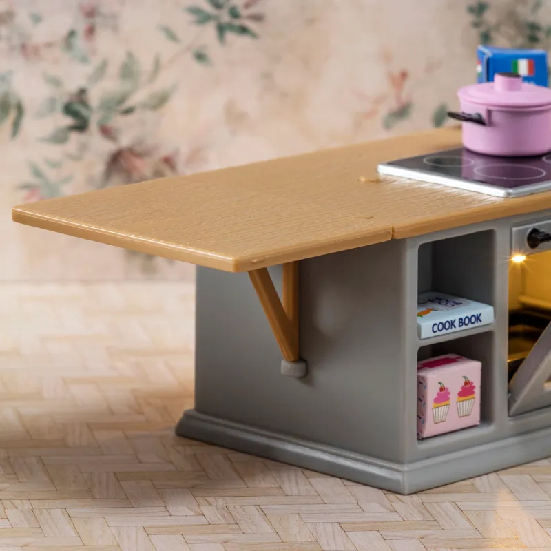 Lundby dockhusmöbler kök spis & kylskåp med belysning