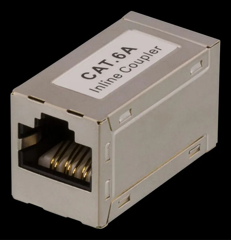 DELTACO – Kopplingsdon för nätverk – RJ-45 (hona) till RJ-45 (hona) – FTP – CAT 6a – silver