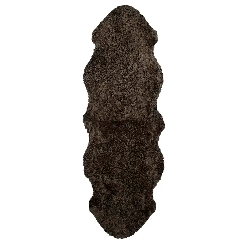 Skinnwille, Curly Fårskinn dubbelt 60×180 cm Brown melange