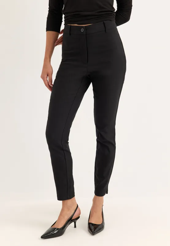 High Waist Stretchy Ankle Slit Trousers (#1419)