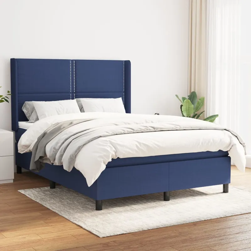 vidaXL Ramsäng med madrass blå 140×190 cm tyg (#1247)