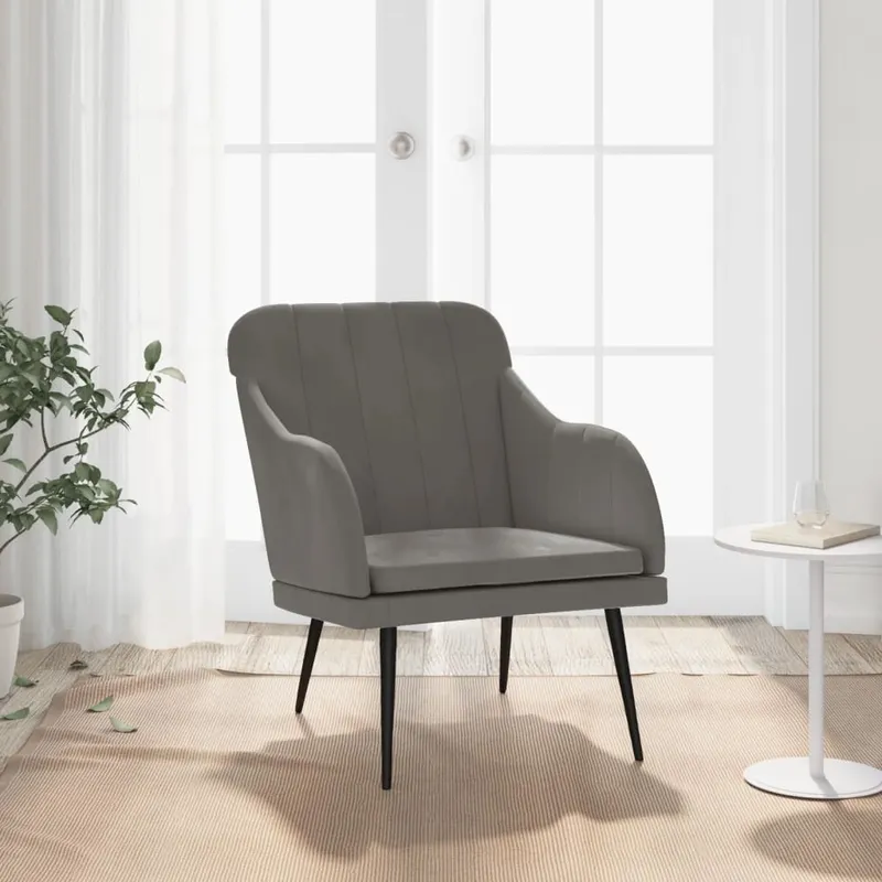 vidaXL Fåtölj mörkgrå 63x76x80 cm sammet (#6612)