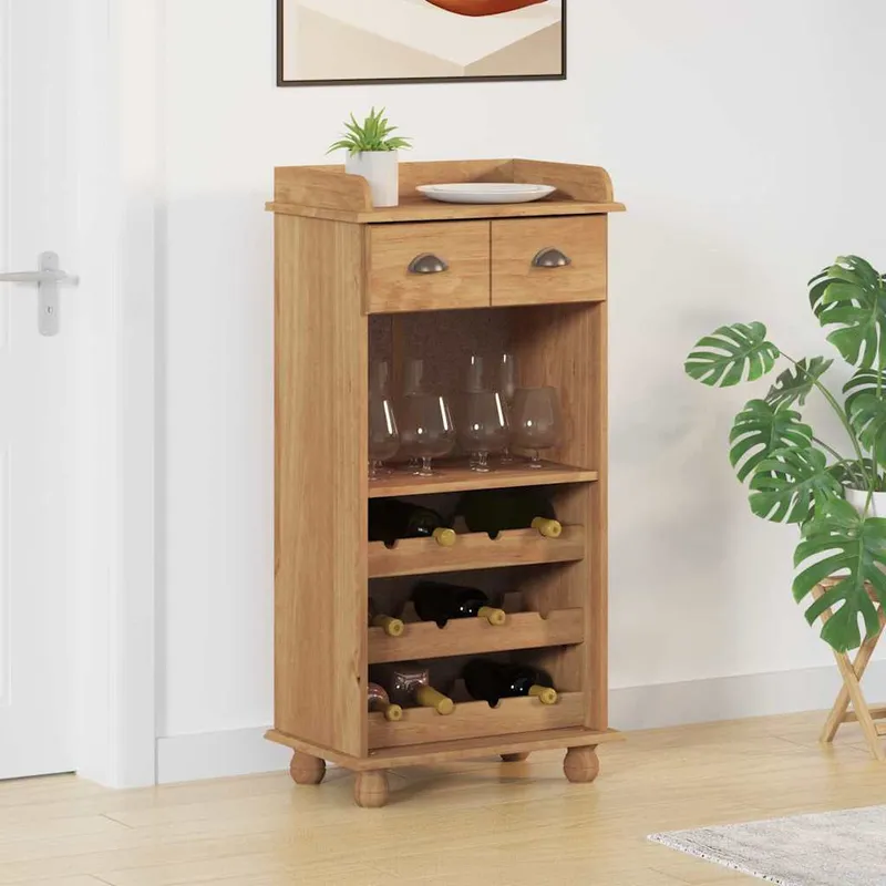 vidaXL Vinskåp ASKIM Honungsvax 57 x 37 x 114 cm Massiv furu