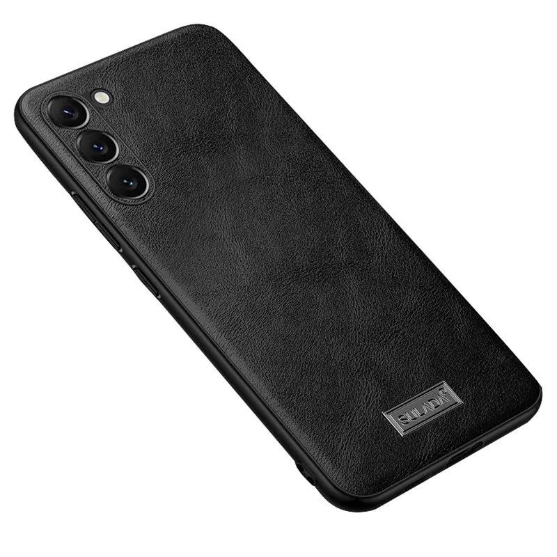 SULADA Mobilskal till Galaxy S24+ PU Läder TPU PC Stöttålig Svart