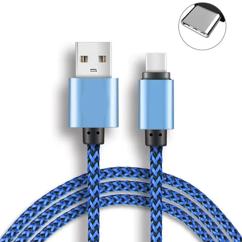 USB Type C kabel Universal, för laddning av mobiltelefoner, surfplattor mm, 2 meter (Blå)